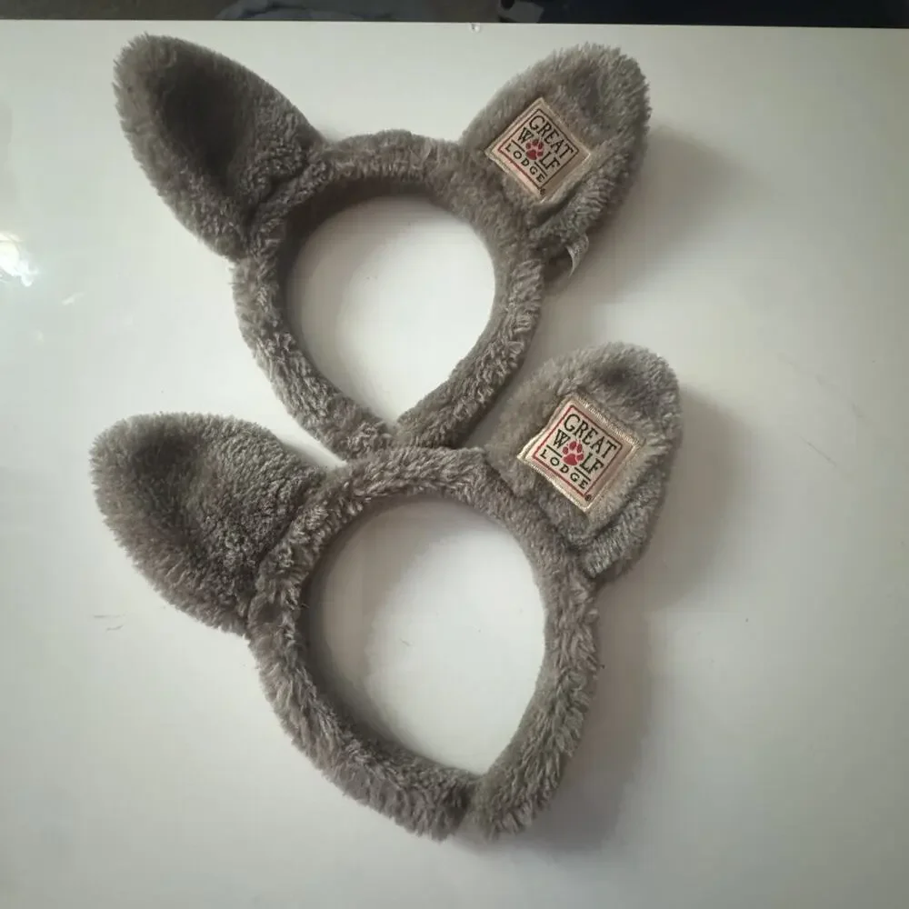 Great Wolf Lodge Wolf Ears Headband Gray Souvenir Pair of 2